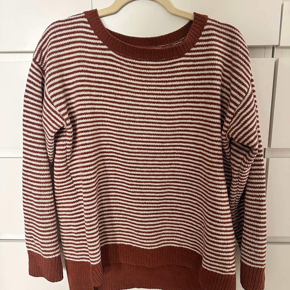 Jones New York Brown and White Striped Sweater
